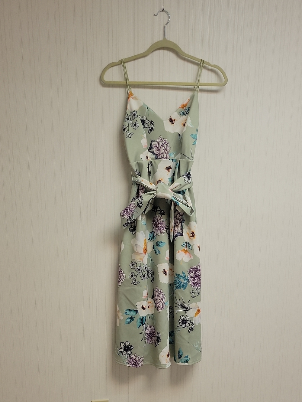 ASOS Sage Green Floral Midi Maternity Dress with Tie At Waist Sz 6 New Summer